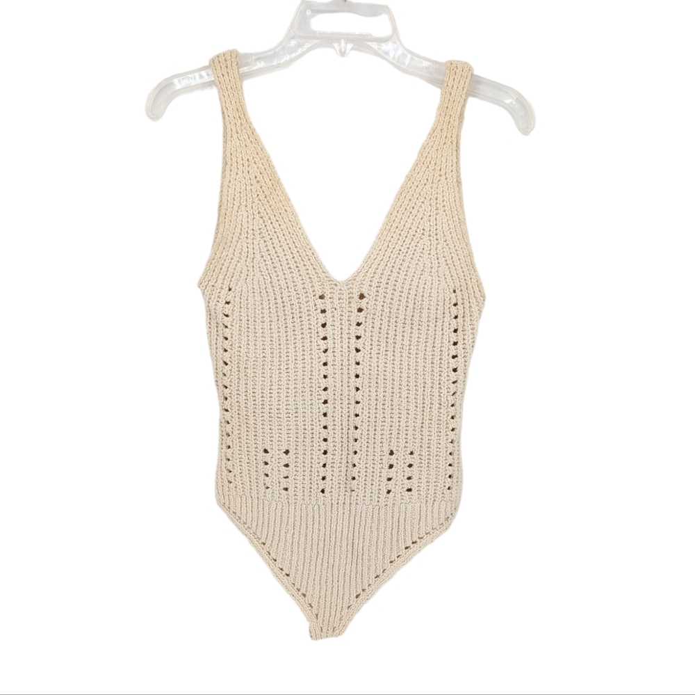 BOGO! Intimately Free People Crochet Knit Bodysuit Cream Size Medium